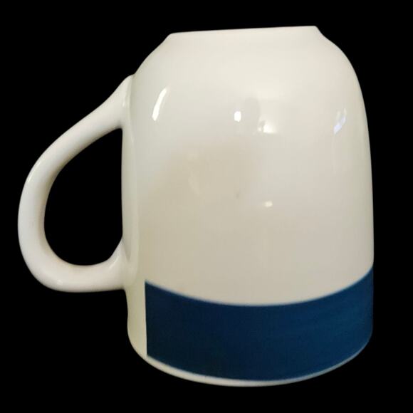 Set of 5 Gibson Stoneware Coffee Mugs White Blue Band Dishwasher Microwave Safe - Picture 3 of 6